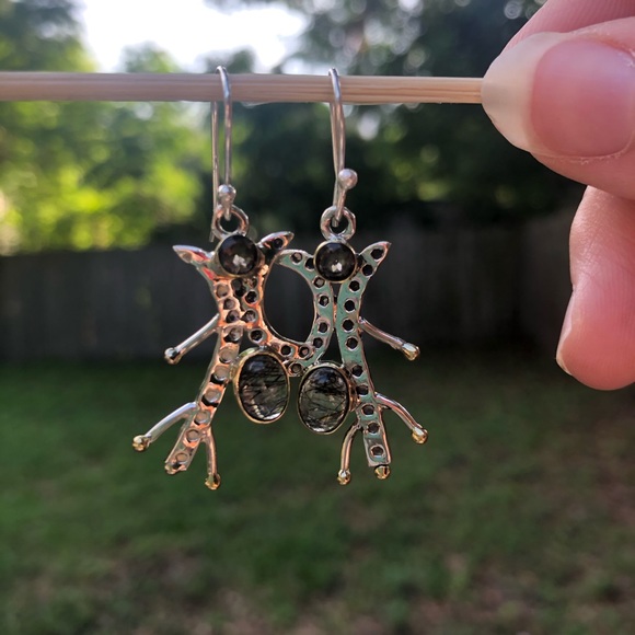 Smoky Quartz & Tourmalated Quartz Earrings - Picture 2 of 5